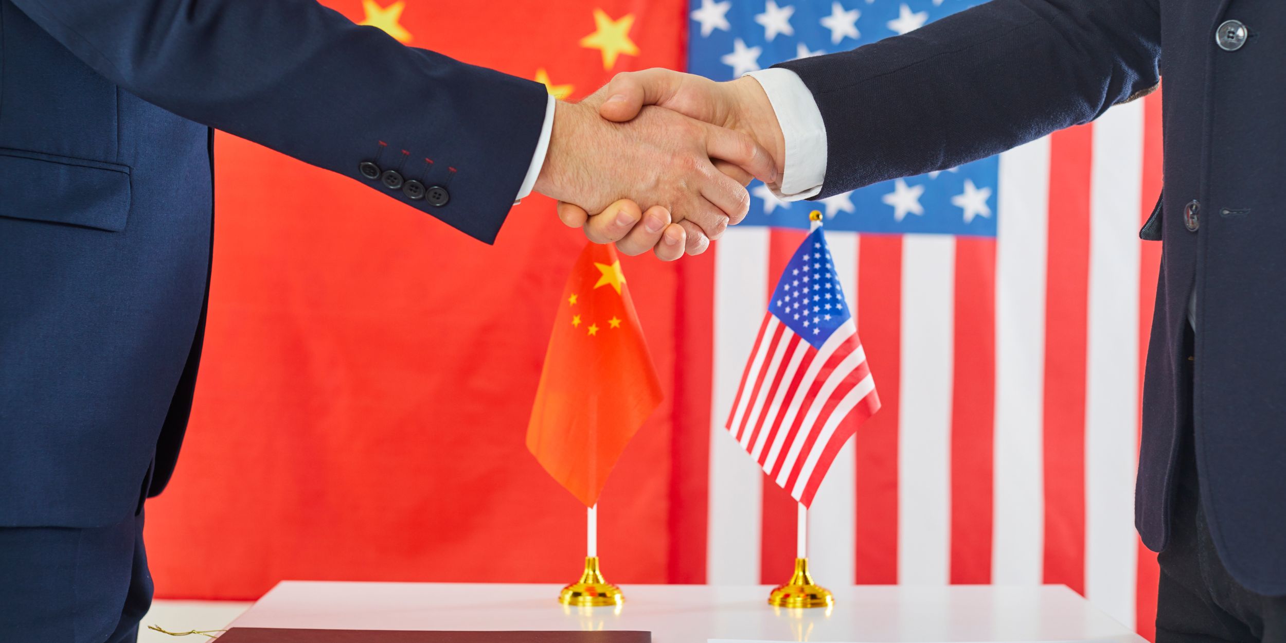 USA-China Medical Equipment Trade: China and USA Negotiators Reach Trade Agreement, Make Deal and Exchange Handshakes